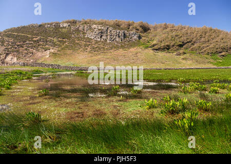 Petit lac à Ynys-Y-Fydlyn Anglesey, sur la côte nord du Pays de Galles Banque D'Images