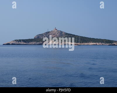 Phare sur l'île de Sušac Mer Adriatique en Croatie Banque D'Images