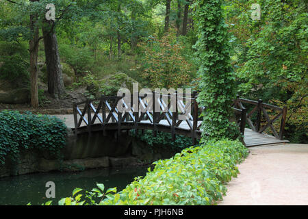 Pont en bois dans un à Sofiyivsky Park, Uman, Ukraine Banque D'Images