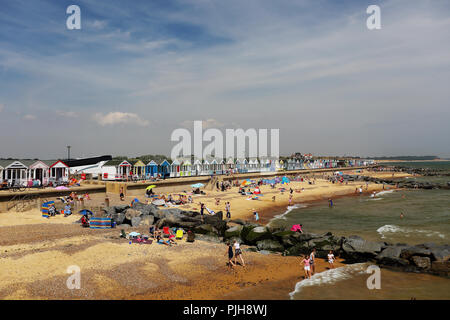 La plage de Southwold, Suffolk, UK vu de la jetée. Banque D'Images