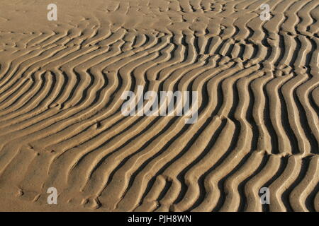 Les modèles à rayures dans le sable créé par le vent et les vagues Banque D'Images