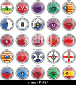 Ensemble d'icônes. Les provinces de l'Espagne de drapeaux. Vecteur. Illustration de Vecteur