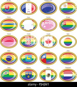 Ensemble d'icônes. Drapeaux LGBT (gay). Illustration de Vecteur