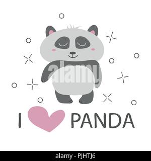 Panda t-shirt avec mignon vecteur conception panda bear Illustration de Vecteur
