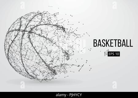 Silhouette d'un ballon de basket-ball. Points, lignes, triangles, texte, les effets de couleur et de l'arrière-plan sur une des couches distinctes, la couleur peut être changée en un clic. V Illustration de Vecteur