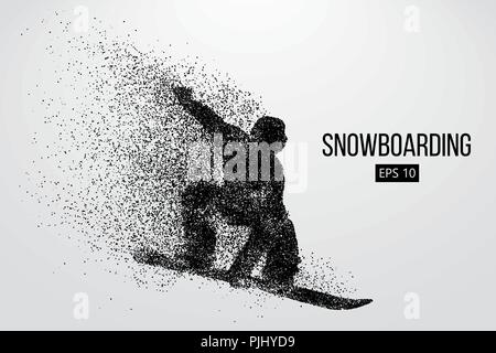 Silhouette d'un snowboarder jumping isolés. Arrière-plan et le texte sur un calque séparé, la couleur peut être changée en un clic. Vector illustration Illustration de Vecteur