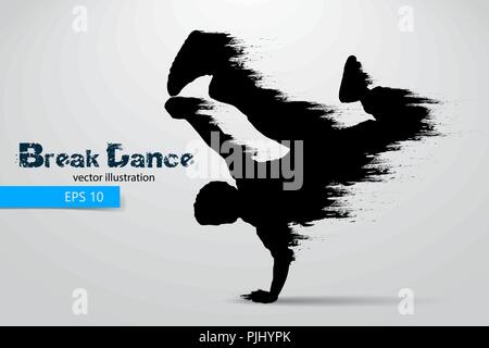 Silhouette d'un break dancer de particules. Arrière-plan et le texte sur un calque séparé, la couleur peut être changée en un clic. Vector illustration Illustration de Vecteur