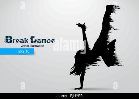 Silhouette d'un break dancer de particules. Arrière-plan et le texte sur un calque séparé, la couleur peut être changée en un clic. Vector illustration Illustration de Vecteur