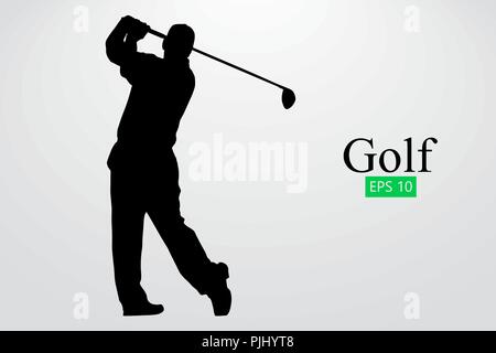 Silhouette d'un joueur de golf. Arrière-plan et le texte sur un calque séparé, la couleur peut être changée en un clic. Vector illustration Illustration de Vecteur