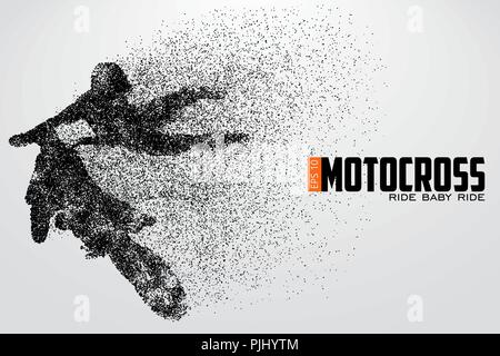 Les pilotes de motocross silhouette. Arrière-plan et le texte sur un calque séparé, la couleur peut être changée en un clic. Vector illustration Illustration de Vecteur