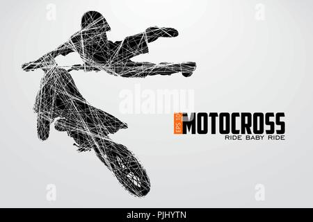 Les pilotes de motocross silhouette. Arrière-plan et le texte sur un calque séparé, la couleur peut être changée en un clic. Vector illustration Illustration de Vecteur