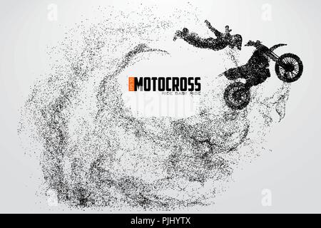 Les pilotes de motocross silhouette. Arrière-plan et le texte sur un calque séparé, la couleur peut être changée en un clic. Vector illustration Illustration de Vecteur