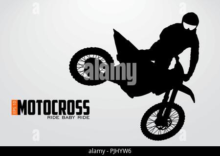 Les pilotes de motocross silhouette. Arrière-plan et le texte sur un calque séparé, la couleur peut être changée en un clic. Vector illustration Illustration de Vecteur