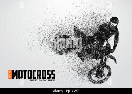 Les pilotes de motocross silhouette. Arrière-plan et le texte sur un calque séparé, la couleur peut être changée en un clic. Vector illustration Illustration de Vecteur