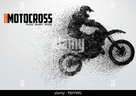 Les pilotes de motocross silhouette. Arrière-plan et le texte sur un calque séparé, la couleur peut être changée en un clic. Vector illustration Illustration de Vecteur