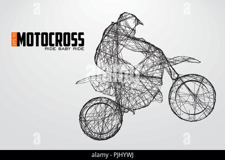 Les pilotes de motocross silhouette. Arrière-plan et le texte sur un calque séparé, la couleur peut être changée en un clic. Vector illustration Illustration de Vecteur