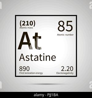 L'élément chimique de l'arsenic avec la première ionisation de l'énergie, de masse atomique et les valeurs d'électronégativité ,simple icône noire avec ombre sur gris Illustration de Vecteur