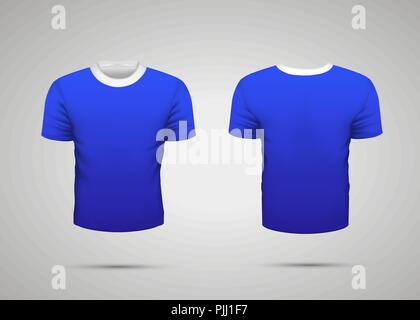 Maquette de bleu à blanc T-shirt sport réaliste avec ombre Illustration de Vecteur