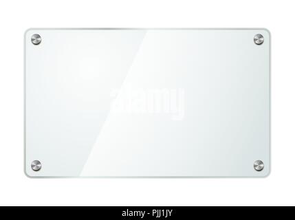 Plaque de verre brillant réaliste avec les vis à tôle sur blanc Illustration de Vecteur