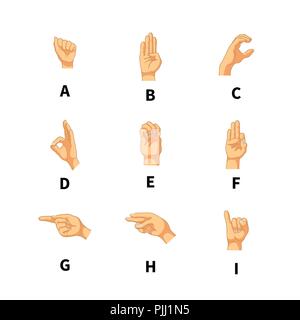 Lettres de l'alphabet latin en langue des signes on white Illustration de Vecteur