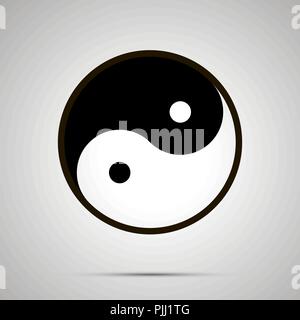 Yin et yang signe, yīn yáng icône noire simple avec ombre Illustration de Vecteur