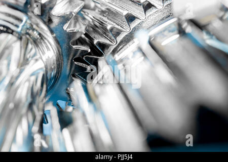 Close up of Chrome Gears. Banque D'Images