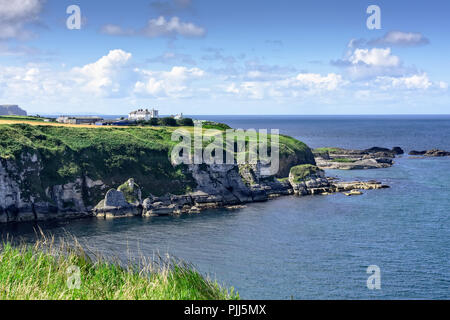 La Chaussée des Géants et sa côte spectaculaire, salon de beauté au bord de la plateau d'Antrim en Irlande du Nord et déclarée site de l'UNESCO. Banque D'Images