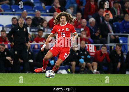 Cardifff, UK. 6 septembre 2018. Ethan Ampadu du Pays de Galles en action.Nations UEFA League, Pays de Galles v République d'Irlande au Cardiff City Stadium de Cardiff , Nouvelle-Galles du Sud le jeudi 6 septembre 2018. Photo par Andrew Verger/Alamy Live News Banque D'Images