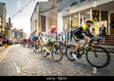 Ulverston, UK. 7 septembre 2018. Le Tour de Bretagne à Ulverston, Cumbria pour l'étape 6, 2018. Crédit : Rob Sutherland/Alamy Live News Banque D'Images