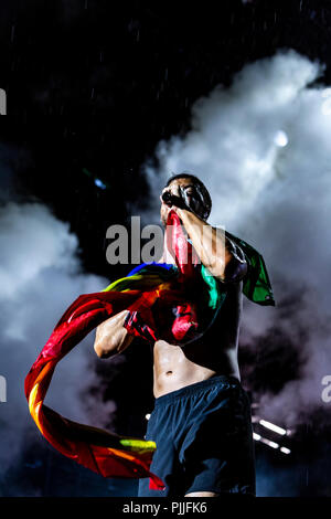 Milan, Italie, 6 septembre 2018 : Imagine Dragons effectuer sur scène à Milan en Italie, les roches dans la zone de l'expérience dans Milan, pour leur tournée mondiale 2018 évoluer - Valeria Portinari/Alamy Live News Banque D'Images