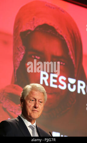 Dublin, Irlande. 7 septembre 2018. 7/9/2018 Concern Worldwide renaître Conférence. Sur la photo parle est l'ancien président américain Bill Clinton à la préoccupation dans le monde entier 50 ans Conférence de lutte contre la pauvreté extrême dans le château de Dublin aujourd'hui. Photographie : Leon Farrell / Crédit : RollingNews Photocall Ireland.ie/Alamy Live News Banque D'Images