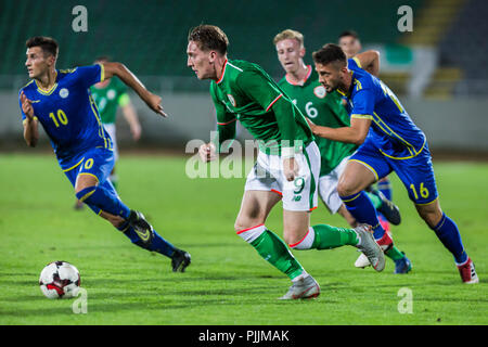 Mitrovica, au Kosovo. 7 septembre 2018. Ronan Curtis de République d'Irlande en action Crédit : Nikola Krstic/Alamy Live News Banque D'Images