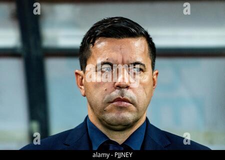 Ploiesti, Roumanie. 7 septembre 2018. Cosmin Contra - entraîneur en chef (Roumanie) au cours de l'UEFA Ligue de soccer, Nations Unies, 2019 Tournoi final, match entre les équipes nationales de Roumanie (ROU) et le Monténégro (MNE) à Ilie Oana Stadium, Ploiesti, Roumanie ROU. Foto : Catalin Soare Crédit : Cronos/Alamy Live News Banque D'Images