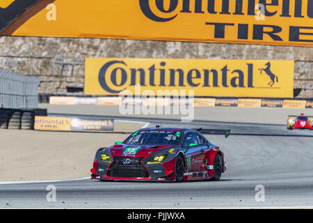 Salinas, Californie, USA. Sep 7, 2018. La 3GT Racing FCR Lexus GT3 voiture pratique pour l'Amérique du Nord tire à 250 WeatherTech Raceway Laguna Seca à Salinas, en Californie. Crédit : Walter G Arce Sr Asp Inc/ASP/ZUMA/Alamy Fil Live News Banque D'Images