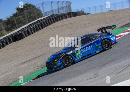 Salinas, Californie, USA. Sep 7, 2018. La 3GT Racing FCR Lexus GT3 voiture pratique pour l'Amérique du Nord tire à 250 WeatherTech Raceway Laguna Seca à Salinas, en Californie. Crédit : Walter G Arce Sr Asp Inc/ASP/ZUMA/Alamy Fil Live News Banque D'Images