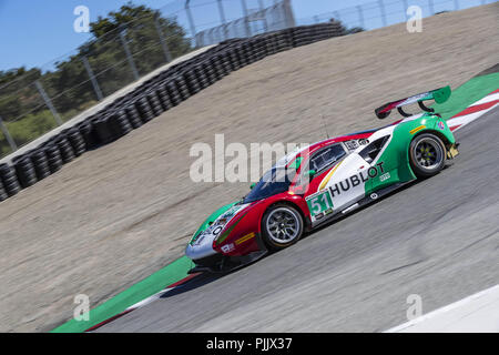 Salinas, Californie, USA. Sep 7, 2018. L'esprit de course Ferrari 488 GT3 voiture pratique pour l'Amérique du Nord tire à 250 WeatherTech Raceway Laguna Seca à Salinas, en Californie. Crédit : Walter G Arce Sr Asp Inc/ASP/ZUMA/Alamy Fil Live News Banque D'Images