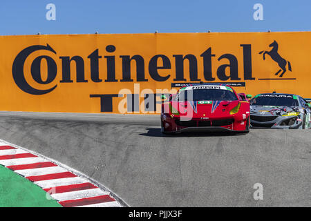 Salinas, Californie, USA. Sep 7, 2018. La Scuderia Ferrari 458 Italia voiture Corsa pratique pour l'Amérique du Nord tire à 250 WeatherTech Raceway Laguna Seca à Salinas, en Californie. Crédit : Walter G Arce Sr Asp Inc/ASP/ZUMA/Alamy Fil Live News Banque D'Images