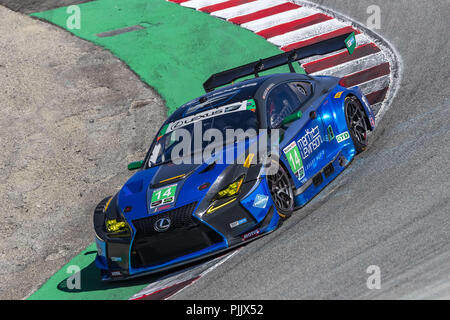 Salinas, Californie, USA. Sep 7, 2018. La 3GT Racing FCR Lexus GT3 voiture pratique pour l'Amérique du Nord tire à 250 WeatherTech Raceway Laguna Seca à Salinas, en Californie. Crédit : Walter G Arce Sr Asp Inc/ASP/ZUMA/Alamy Fil Live News Banque D'Images