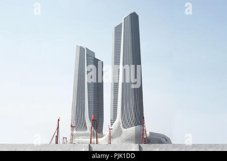 Un gratte-ciel dans la métropole de la Chine Nanjing par Zaha Hadid Banque D'Images