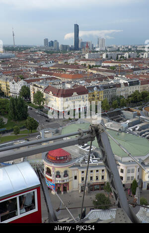 Vue depuis la Grande Roue dans le Prater de Vienne vers Donau Banque D'Images