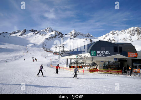 Autriche, Tyrol, Neustift, Stubaital, glacier de Stubai, Gamsgarten Rotadl Bahn station, vallée, 2627m Banque D'Images