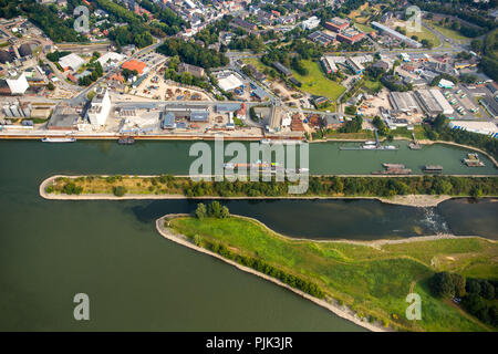 Vue aérienne, Lippe, bouche bouche Lippe Lippe delta, reconstruction, bancs de sable, Rhin, Wesel, Ruhr, Bas-rhin, Rhénanie du Nord-Westphalie, Allemagne Banque D'Images