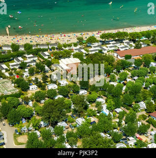 Vue aérienne, le Camping La Quercia Lazise, ? ?Caravane, Lac de Garde, Lago di Garda, Lazise, ? ?le nord de l'Italie, Vénétie, Italie Banque D'Images