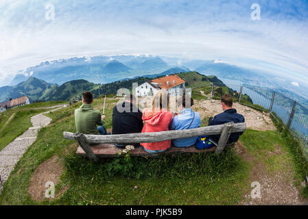 Vue depuis le Rigi, près de Lucerne, le lac de Lucerne, Canton de Lucerne, Suisse Banque D'Images