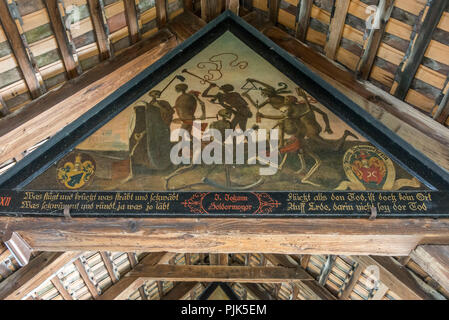 La peinture du plafond de la danse de la mort dans les Spreuer pont sur la Reuss, Lucerne, le lac de Lucerne, dans le canton de Lucerne, Suisse Banque D'Images