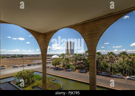 Congrès national de la Palais Itamaraty Terrace Gardens - Brasilia, District Fédéral, Brésil Banque D'Images