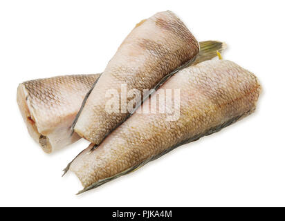 Trois morceaux de poisson nototenia sur fond blanc Banque D'Images