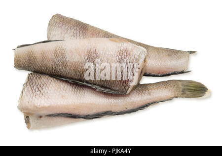 Trois morceaux de poisson nototenia sur fond blanc Banque D'Images