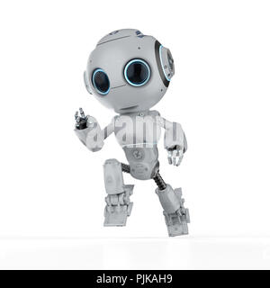 Cute rendu 3d intelligence artificielle robot fonctionner sur fond blanc Banque D'Images