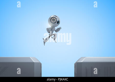 Cute rendu 3d intelligence artificielle robot partout entre les bâtiments Banque D'Images